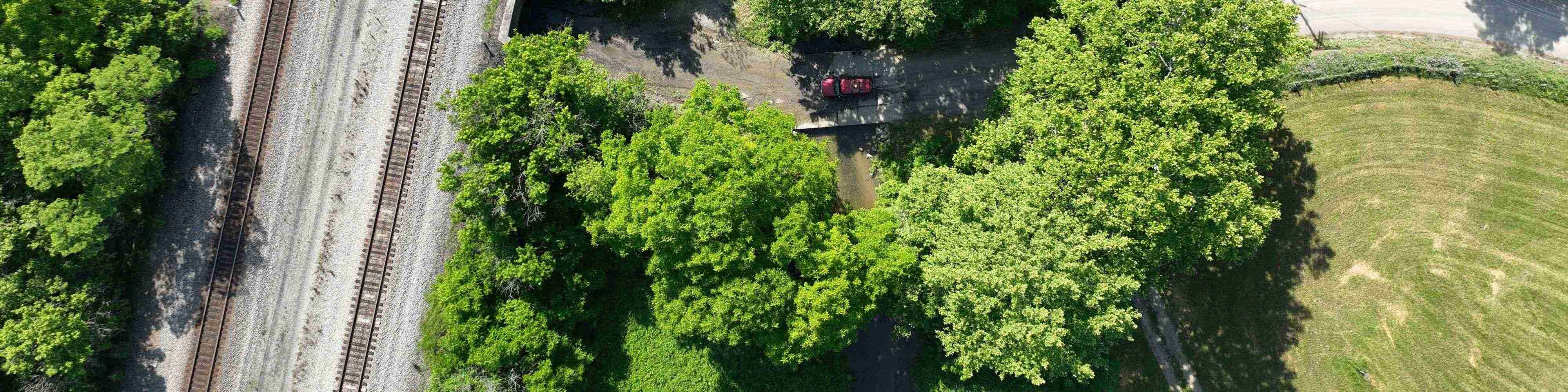 Aerial view of train tracks in Montgomery County